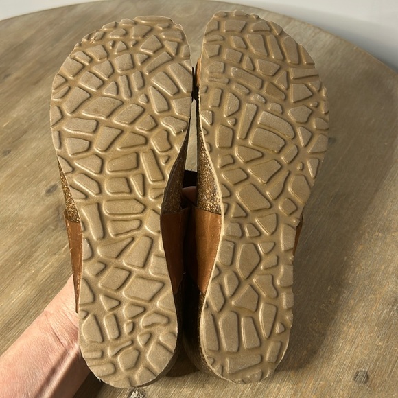 Mila Paoli Italy Leather Braided Strap Cork Wedge Sandals Shoes Tan Size 9 - Picture 11 of 16